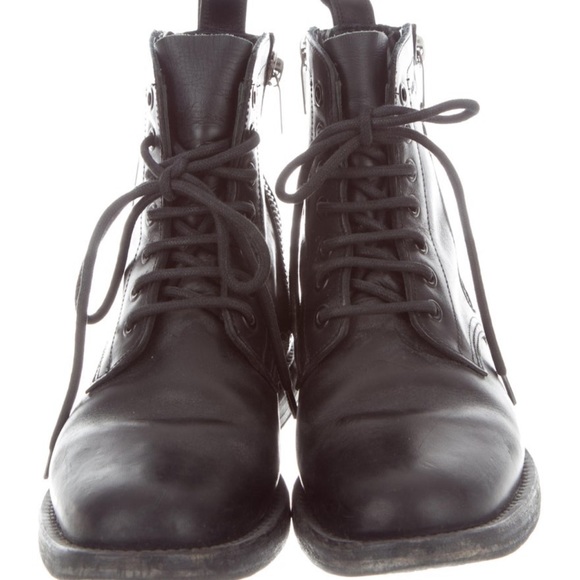 Saint Laurent Leather Combat Booties - Picture 2 of 5